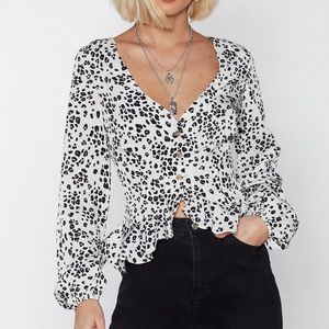 Nasty Gal Leopard Print Blouse